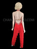 Red Halter Crystallized Dance Latin Salsa Cha Cha Fringe Catsuit Pants