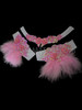 Five-Piece Burlesque Pink Feather Dress With Iridescent Beaded Lace Trim