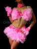 Five-Piece Burlesque Pink Feather Dress With Iridescent Beaded Lace Trim