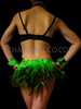 Five-Piece Burlesque Green Feather Dress With Bright Beaded Lace Trim
