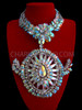 Large Iridescent Crystal Beaded Collar Style Drop Drag Queen Necklace