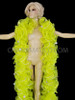 Silver Accented Neon Yellow Shimmery Organza Ruffle Drag Queen Coat