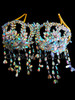 Floral Or Wheat Motif Iridescent Crystal Beaded Showgirl's Cage Bra