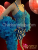 Sky Blue And Silver Sequin Mini-Dress With Matching Organza Boa