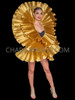 Shimmering Futuristic Diva Queens Metallic Gold Ruffled Collar