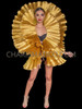 Shimmering Futuristic Diva Queens Metallic Gold Ruffled Collar