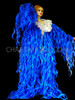 Royal Blue Organza Flame-Ruffled Drag Queen Coat With White Trim