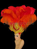 Gold And Amber Accented Red And Orange Ostrich Feather Headdress