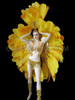 Ostrich Feather Headdress And Matching Backpack In Yellow And Orange