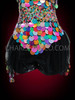 Halter Style Dual Textured Rainbow Sequined Diva's Tasseled Short Dress