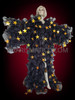 Plush Ruffle Organza Drag Queen Coat with Gold Large Star Sequins