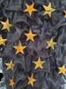 Plush Ruffle Organza Drag Queen Coat with Gold Large Star Sequins