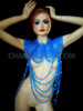 Exotic High Necked And Draped Clear Blue Beaded Diva Necklace