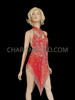 Iridescent Red Sequin Latin Dance Dress With Silver Beaded Detailing