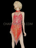 Iridescent Red Sequin Latin Dance Dress With Silver Beaded Detailing