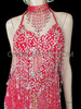 Iridescent Red Sequin Latin Dance Dress With Silver Beaded Detailing