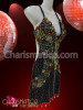 Black Latin Dance Dress With Multiple-Color Beaded And Sequined Accents