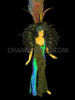 Green Peacock-Feather Accented Pageant Gown With Matching Collar And Headdress