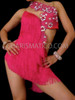 Fuchsia Fringe Crystal Latin Dance Dress