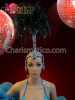 Tall Beaded Cap Diva's Blue Feathered Headdress With Sequin Accents