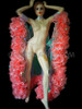 Iridescent Orange And Silver Organza Ruffle Showgirl Boa Wing Cape
