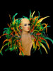 Yellow, Orange, And Green Diva Drag Queen Feather Collar Backpack