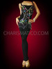 Latin Salsa Inspired Black Unitard With Beaded And Sequined Details
