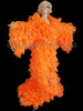 Drag Queen's Floor Length Shimmery Orange Organza Ruffled Showtime Coat