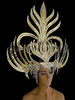 Exotic Tall Gold Glitter Mirror Accented Flame Styled Diva's Headdress