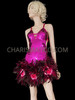 Diva's Hot Fuchsia Sequin Dress With Feathered And Flowered Skirt