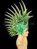 Two-Toned Glittery Green Drag Queen Mohawk Headdress With Rhinestone Accents