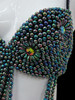 Oil Slick Iridescent Green Beaded Bellydance Bra And Matching Belt