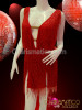 Diva's Shimmery String Red Fringe Covered Latin Salsa Dance Dress