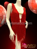Diva's Shimmery String Red Fringe Covered Latin Salsa Dance Dress