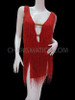 Diva's Shimmery String Red Fringe Covered Latin Salsa Dance Dress