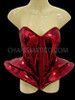 Zip Front Metallic Red Vinyl Lady Gaga Futuristic Red Corset