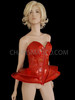 Zip Front Metallic Red Vinyl Lady Gaga Futuristic Red Corset