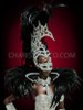 Lush Raven Black Feathered Headdress And Collar With Mirror Accents
