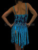 Multiple Shade Diamond Patterned Blue Sequin Fringed Diva's Salsa Dress