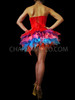 Red Back-Lace Satin Corset And Organza Five Color Tissue-Cut Tutu