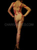 Red Sexy Nude Illusion Iridescent Crystal Edge Accent Burlesque Diva's Catsuit