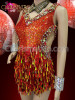Orange Sequin Latin Dance Dress And Asian Wig Style Headdress
