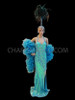 Blue Sequin Pageant Gown, Organza Ruffled Boa, And Matching Headdress
