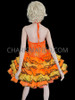 Orange Beaded Corset-Styled Sissy Dress with Orange and Yellow Skirt
