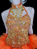 Orange Beaded Corset-Styled Sissy Dress with Orange and Yellow Skirt