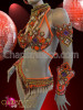 Beaded Orange, Purple, And White Carnival Bra Set And Headdress
