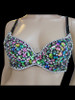 Iridescent Green Crystal Beaded Bra With Rhinestone Accents