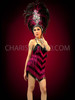 1920's Flapper Fuchsia And Black Fringe Mini-Dress And Matching Headdress