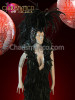 Raven Feathered Drag Queen's gown with matching headdress and packpack