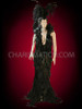 Raven Feathered Drag Queen's Gown With Matching Headdress
